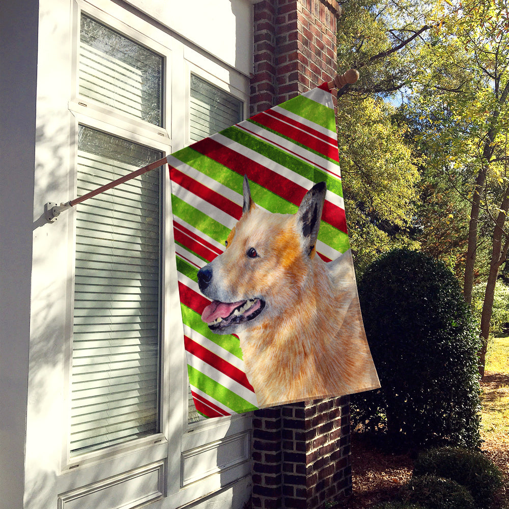 Australian Cattle Dog Candy Cane Holiday Christmas House Flag 28x40 Porch Sleeve Pole Decorative Outside Yard Banner Artwork Wall Hanging, Polyester