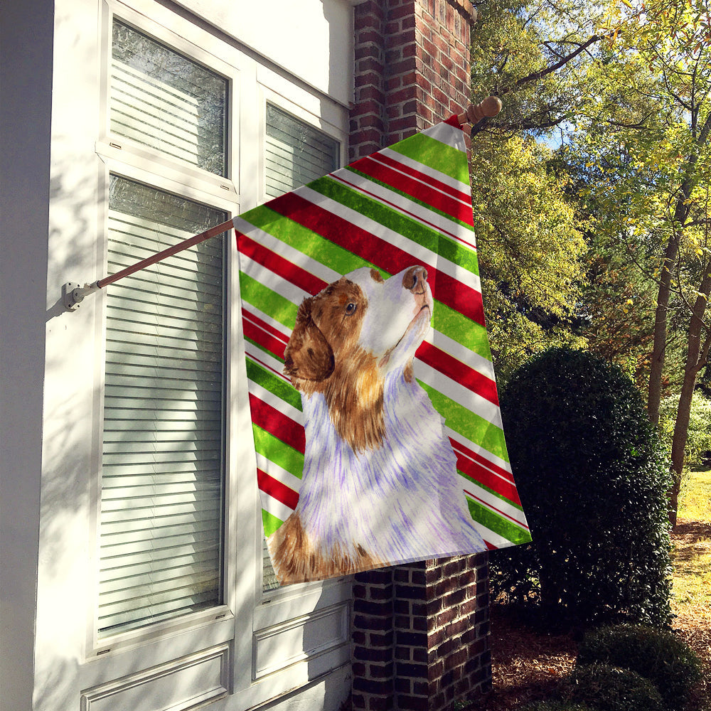Australian Shepherd Candy Cane Holiday Christmas House Flag 28x40 Porch Sleeve Pole Decorative Outside Yard Banner Artwork Wall Hanging, Polyester