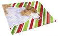 Australian Shepherd Candy Cane Holiday Christmas Cutting Board Tempered Glass Kitchen Cutting Surface, Heat Resistant Chopping, Non-Slip Feet, Food Prep & Serving
