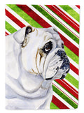 Bulldog English Candy Cane Holiday Christmas House Flag 28x40 Porch Sleeve Pole Decorative Outside Yard Banner Artwork Wall Hanging, Polyester