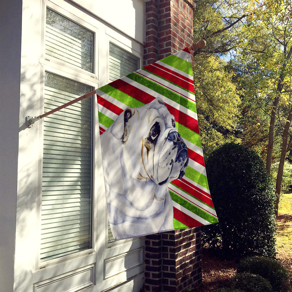 Bulldog English Candy Cane Holiday Christmas House Flag 28x40 Porch Sleeve Pole Decorative Outside Yard Banner Artwork Wall Hanging, Polyester