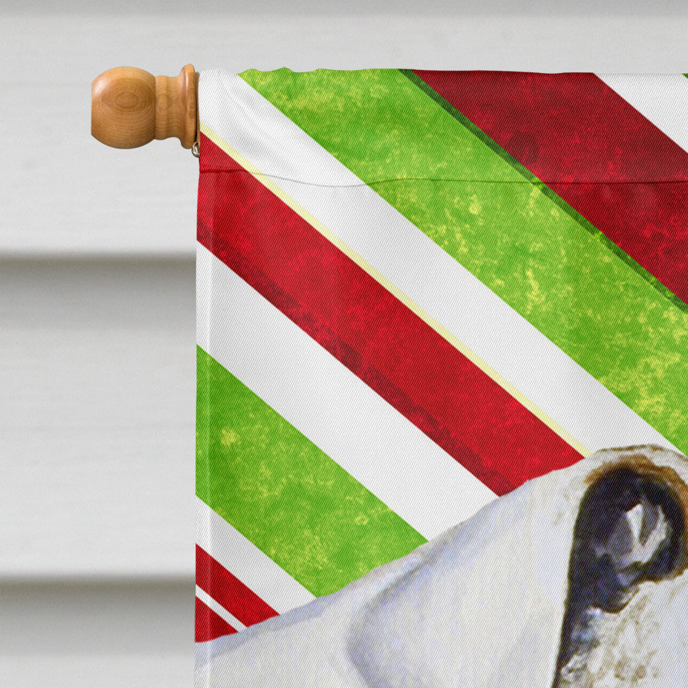 Bulldog English Candy Cane Holiday Christmas House Flag 28x40 Porch Sleeve Pole Decorative Outside Yard Banner Artwork Wall Hanging, Polyester