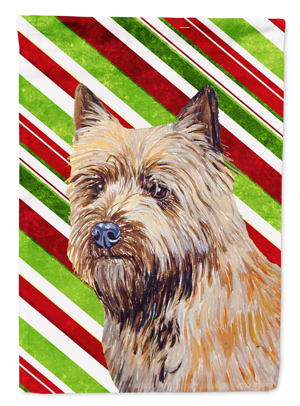 Cairn Terrier Candy Cane Holiday Christmas House Flag 28x40 Porch Sleeve Pole Decorative Outside Yard Banner Artwork Wall Hanging, Polyester