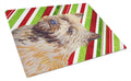 Cairn Terrier Candy Cane Holiday Christmas Cutting Board Tempered Glass Kitchen Cutting Surface, Heat Resistant Chopping, Non-Slip Feet, Food Prep & Serving