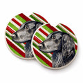 Flat Coated Retriever Candy Cane Holiday Christmas Set of 2 Cup Holder Car Coasters Absorbent Round Sandstone Coasters Gifts for Men or Women, 2.5, Multicolor