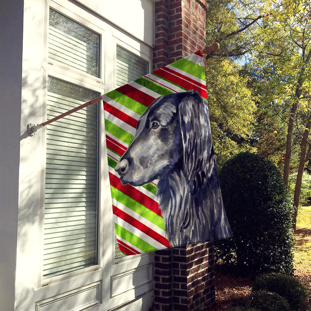 Flat Coated Retriever Candy Cane Holiday Christmas House Flag 28x40 Porch Sleeve Pole Decorative Outside Yard Banner Artwork Wall Hanging, Polyester