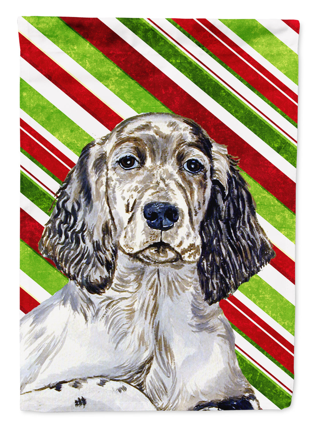 English Setter Candy Cane Holiday Christmas House Flag 28x40 Porch Sleeve Pole Decorative Outside Yard Banner Artwork Wall Hanging, Polyester