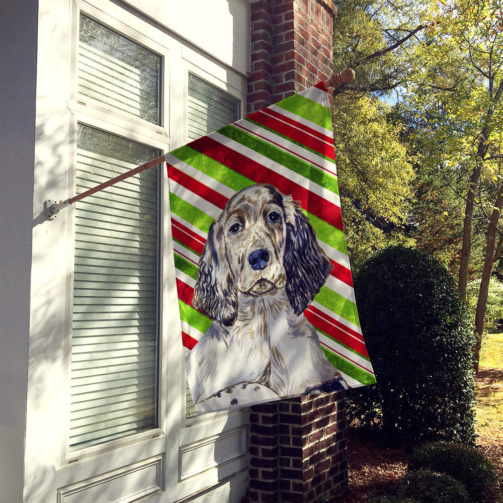 English Setter Candy Cane Holiday Christmas House Flag 28x40 Porch Sleeve Pole Decorative Outside Yard Banner Artwork Wall Hanging, Polyester