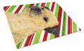 Border Terrier Candy Cane Holiday Christmas Cutting Board Tempered Glass Kitchen Cutting Surface, Heat Resistant Chopping, Non-Slip Feet, Food Prep & Serving