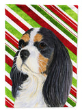 Cavalier Spaniel Candy Cane Holiday Christmas House Flag 28x40 Porch Sleeve Pole Decorative Outside Yard Banner Artwork Wall Hanging, Polyester