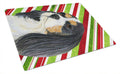 Cavalier Spaniel Candy Cane Holiday Christmas Cutting Board Tempered Glass Kitchen Cutting Surface, Heat Resistant Chopping, Non-Slip Feet, Food Prep & Serving