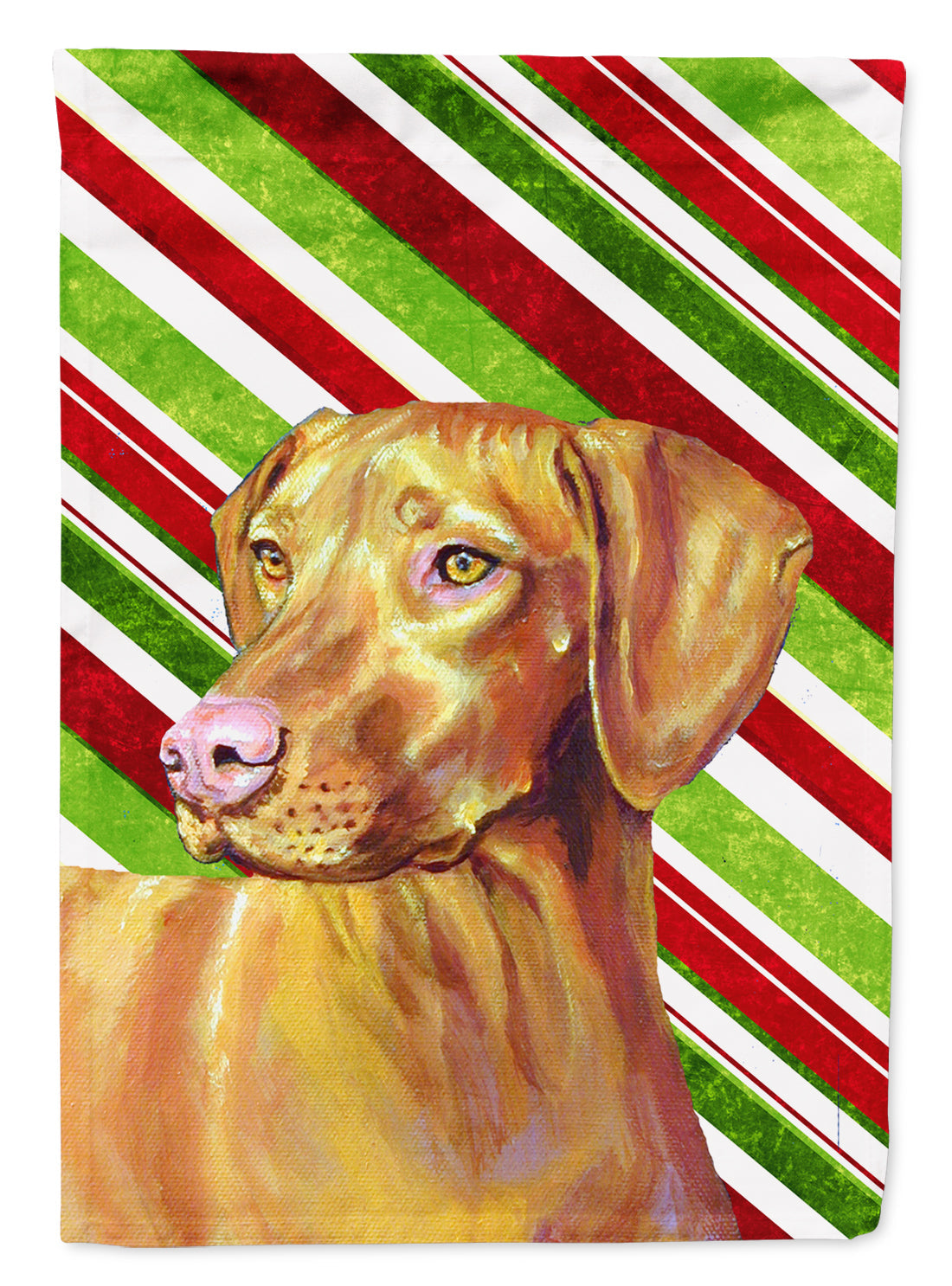 Vizsla Candy Cane Holiday Christmas House Flag 28x40 Porch Sleeve Pole Decorative Outside Yard Banner Artwork Wall Hanging, Polyester