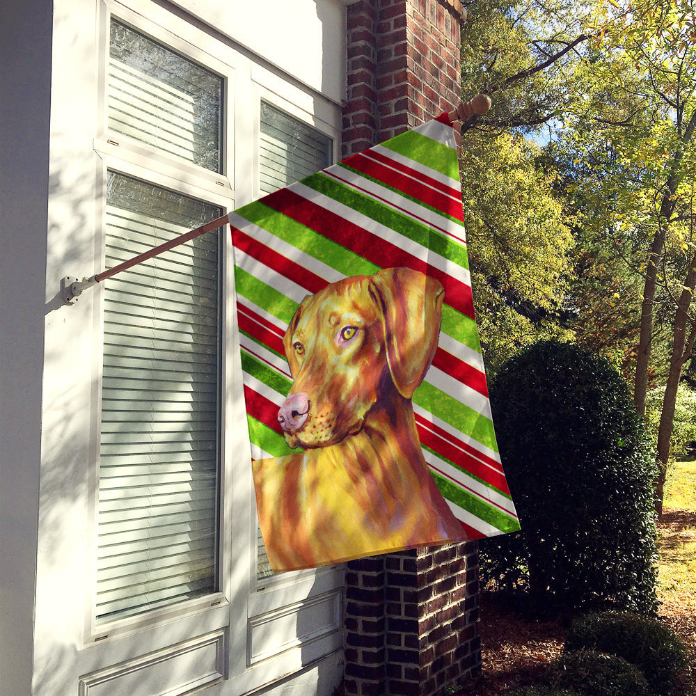 Vizsla Candy Cane Holiday Christmas House Flag 28x40 Porch Sleeve Pole Decorative Outside Yard Banner Artwork Wall Hanging, Polyester