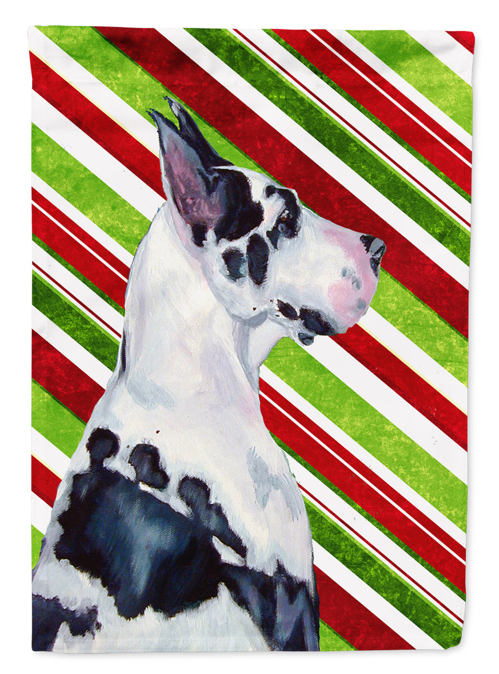 Great Dane Candy Cane Holiday Christmas House Flag 28x40 Porch Sleeve Pole Decorative Outside Yard Banner Artwork Wall Hanging, Polyester