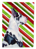 Great Dane Candy Cane Holiday Christmas House Flag 28x40 Porch Sleeve Pole Decorative Outside Yard Banner Artwork Wall Hanging, Polyester