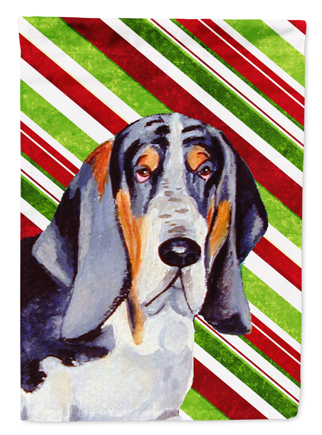 Basset Hound Candy Cane Holiday Christmas House Flag 28x40 Porch Sleeve Pole Decorative Outside Yard Banner Artwork Wall Hanging, Polyester