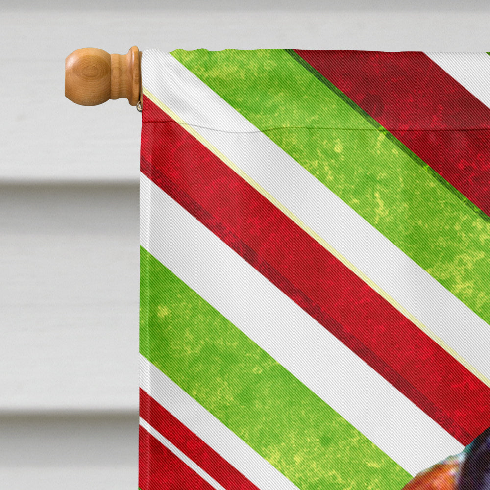Basset Hound Candy Cane Holiday Christmas House Flag 28x40 Porch Sleeve Pole Decorative Outside Yard Banner Artwork Wall Hanging, Polyester