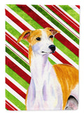 Whippet Candy Cane Holiday Christmas House Flag 28x40 Porch Sleeve Pole Decorative Outside Yard Banner Artwork Wall Hanging, Polyester