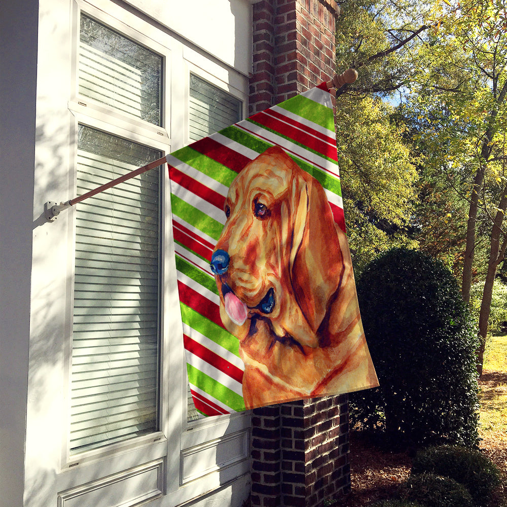 Bloodhound Candy Cane Holiday Christmas House Flag 28x40 Porch Sleeve Pole Decorative Outside Yard Banner Artwork Wall Hanging, Polyester