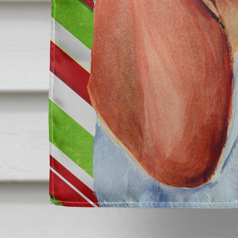 Basset Hound Candy Cane Holiday Christmas House Flag 28x40 Porch Sleeve Pole Decorative Outside Yard Banner Artwork Wall Hanging, Polyester