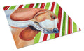 Basset Hound Candy Cane Holiday Christmas Cutting Board Tempered Glass Kitchen Cutting Surface, Heat Resistant Chopping, Non-Slip Feet, Food Prep & Serving