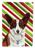 Corgi Candy Cane Holiday Christmas House Flag 28x40 Porch Sleeve Pole Decorative Outside Yard Banner Artwork Wall Hanging, Polyester