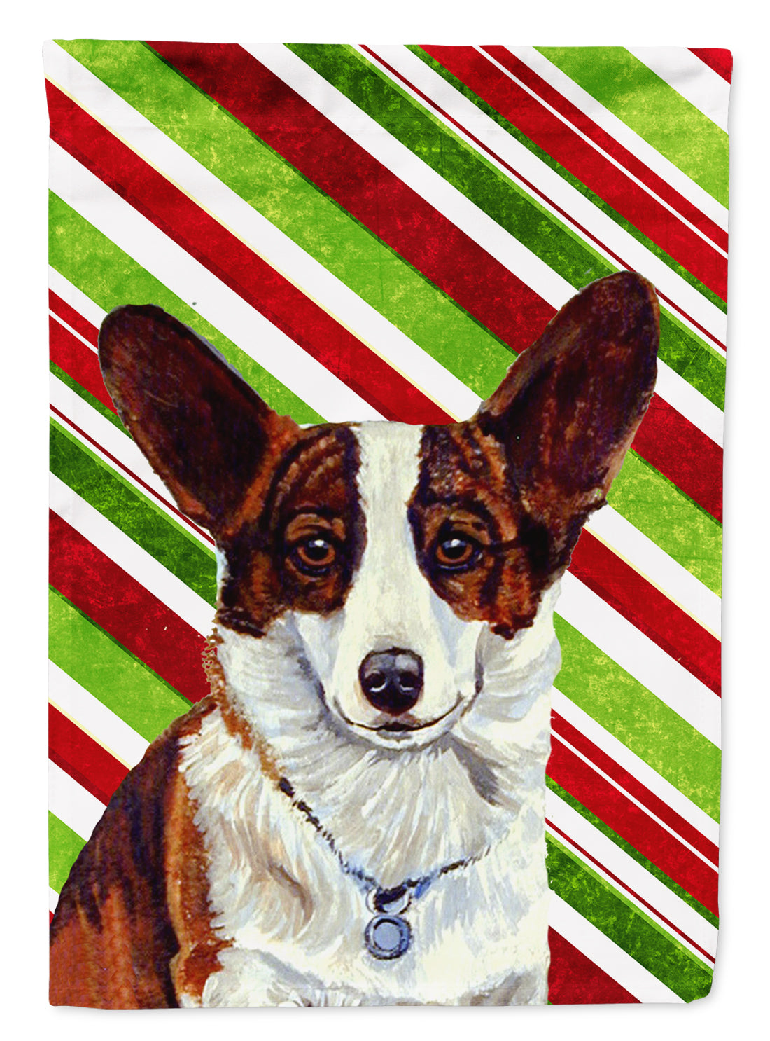 Corgi Candy Cane Holiday Christmas House Flag 28x40 Porch Sleeve Pole Decorative Outside Yard Banner Artwork Wall Hanging, Polyester