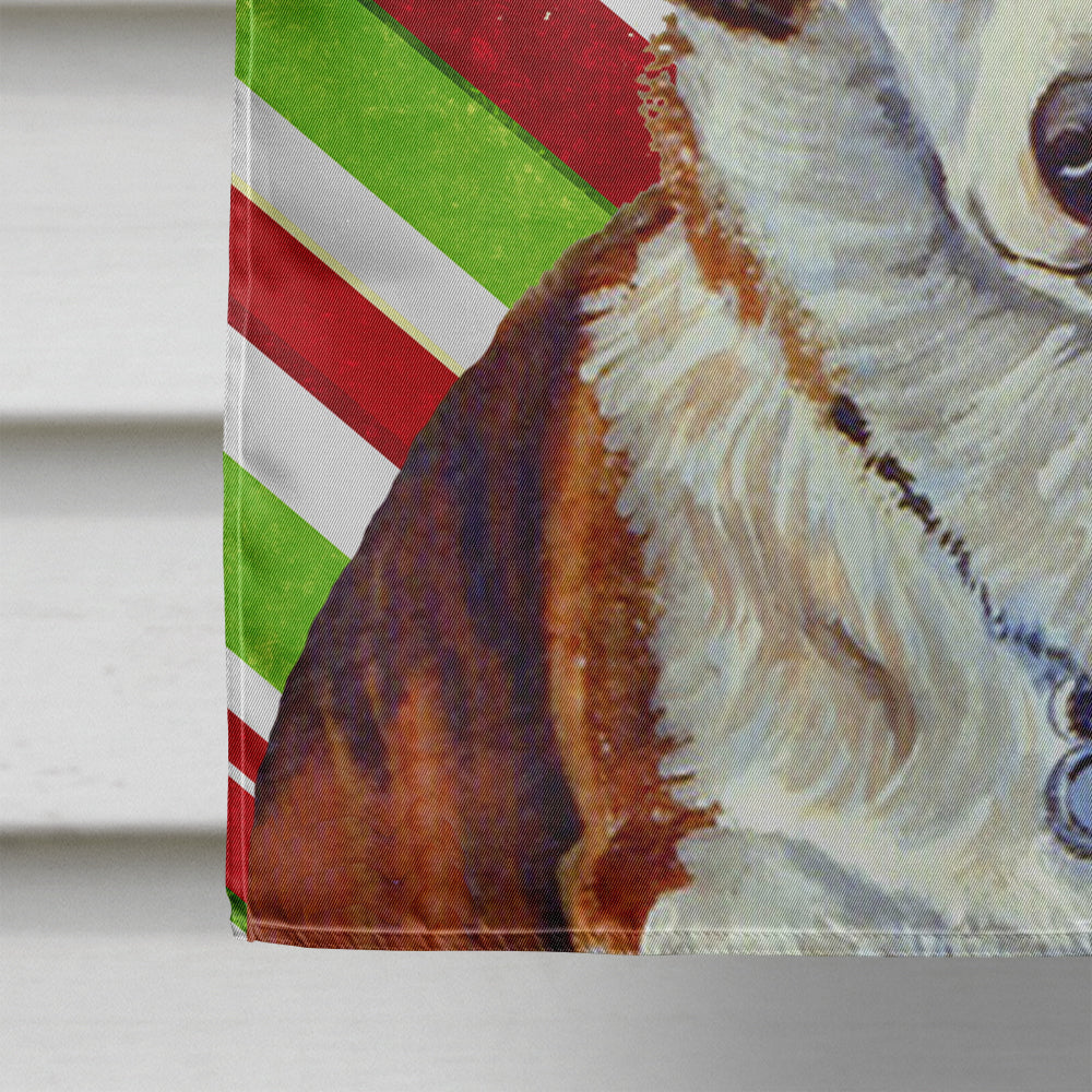 Corgi Candy Cane Holiday Christmas House Flag 28x40 Porch Sleeve Pole Decorative Outside Yard Banner Artwork Wall Hanging, Polyester