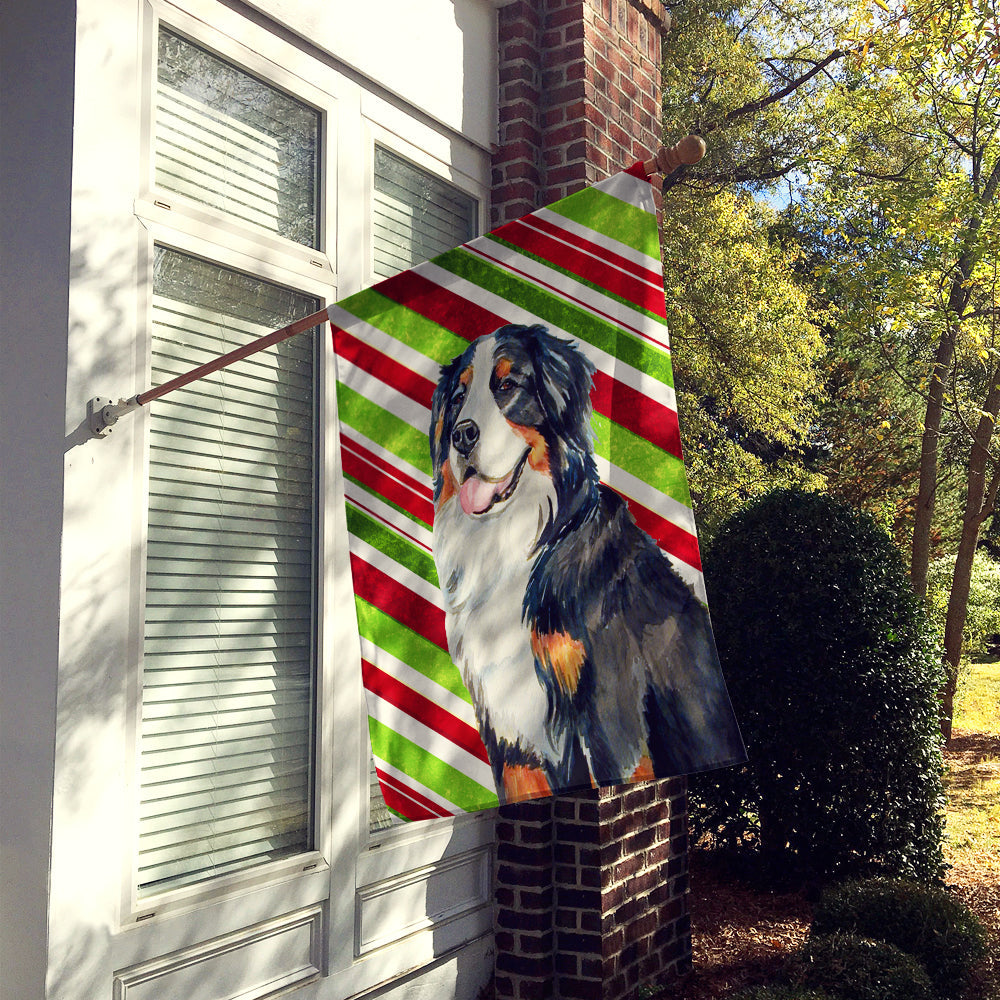 Bernese Mountain Dog Candy Cane Holiday Christmas House Flag 28x40 Porch Sleeve Pole Decorative Outside Yard Banner Artwork Wall Hanging, Polyester
