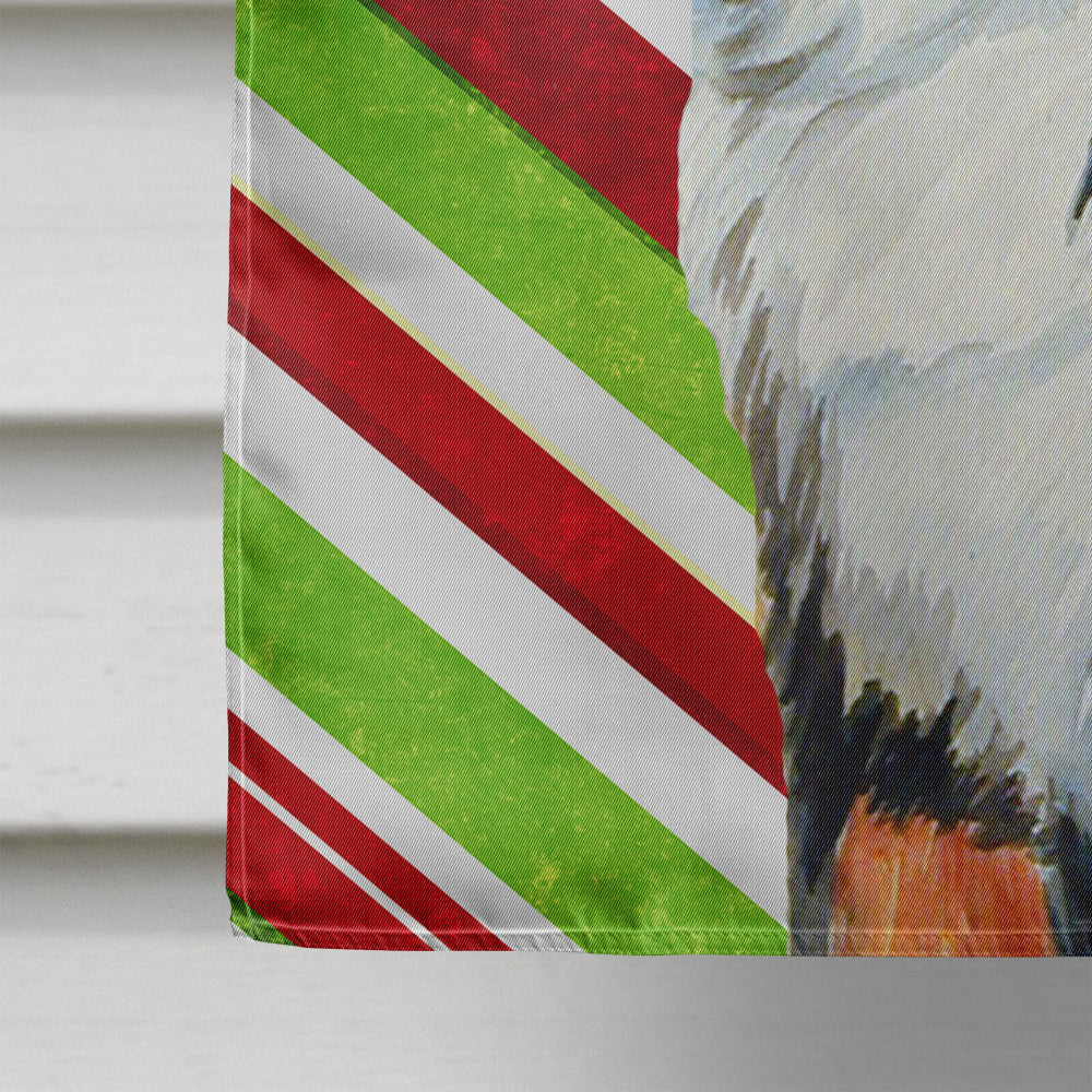 Bernese Mountain Dog Candy Cane Holiday Christmas House Flag 28x40 Porch Sleeve Pole Decorative Outside Yard Banner Artwork Wall Hanging, Polyester