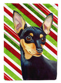 Min Pin Candy Cane Holiday Christmas House Flag 28x40 Porch Sleeve Pole Decorative Outside Yard Banner Artwork Wall Hanging, Polyester