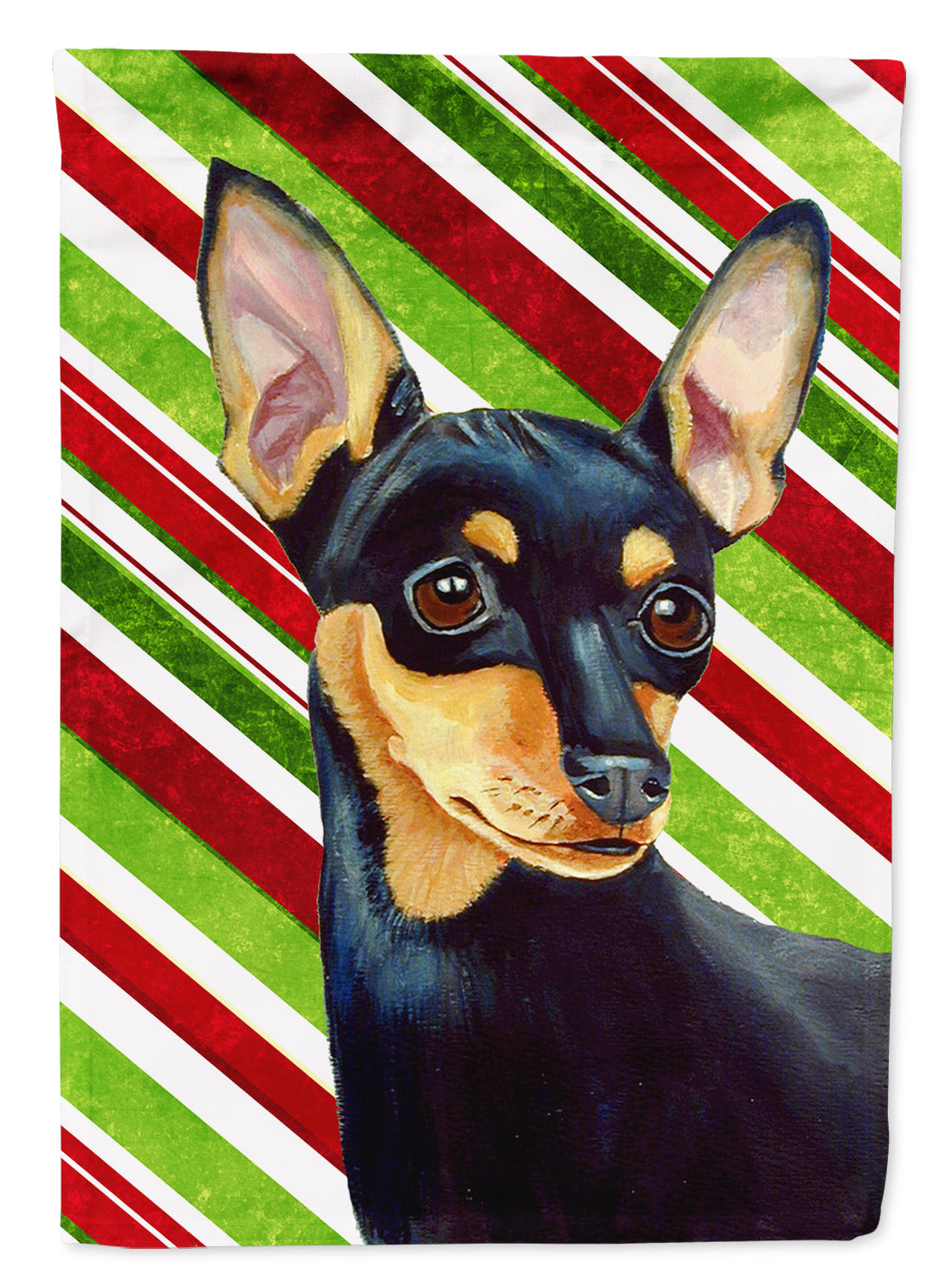 Min Pin Candy Cane Holiday Christmas House Flag 28x40 Porch Sleeve Pole Decorative Outside Yard Banner Artwork Wall Hanging, Polyester
