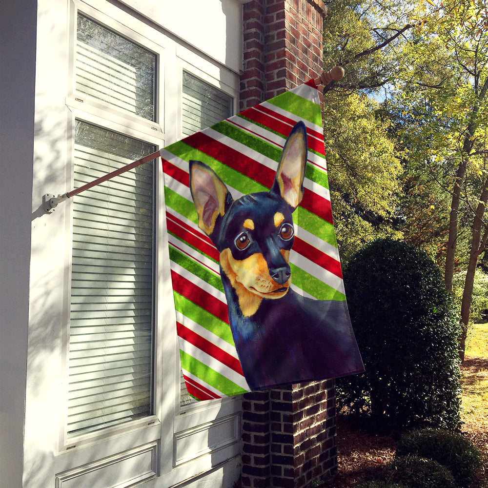 Min Pin Candy Cane Holiday Christmas House Flag 28x40 Porch Sleeve Pole Decorative Outside Yard Banner Artwork Wall Hanging, Polyester