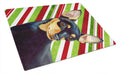 Min Pin Candy Cane Holiday Christmas Cutting Board Tempered Glass Kitchen Cutting Surface, Heat Resistant Chopping, Non-Slip Feet, Food Prep & Serving