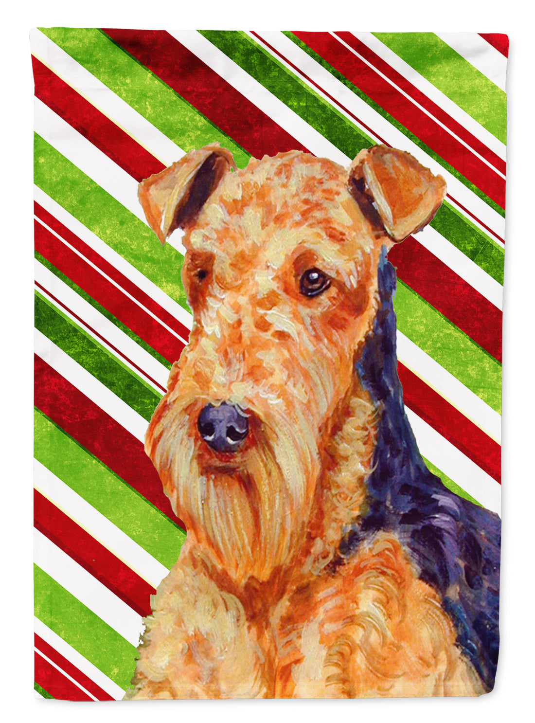 Airedale Candy Cane Holiday Christmas Garden Flag Mailbox Decorative Yard Banner Outside Patio Artwork for Flower Beds, Garden Size, Multicolor
