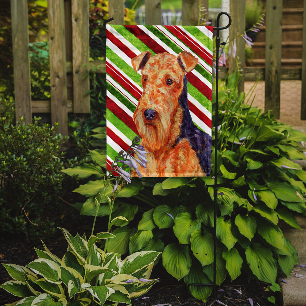 Airedale Candy Cane Holiday Christmas Garden Flag Mailbox Decorative Yard Banner Outside Patio Artwork for Flower Beds, Garden Size, Multicolor