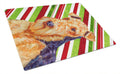 Airedale Candy Cane Holiday Christmas Cutting Board Tempered Glass Kitchen Cutting Surface, Heat Resistant Chopping, Non-Slip Feet, Food Prep & Serving