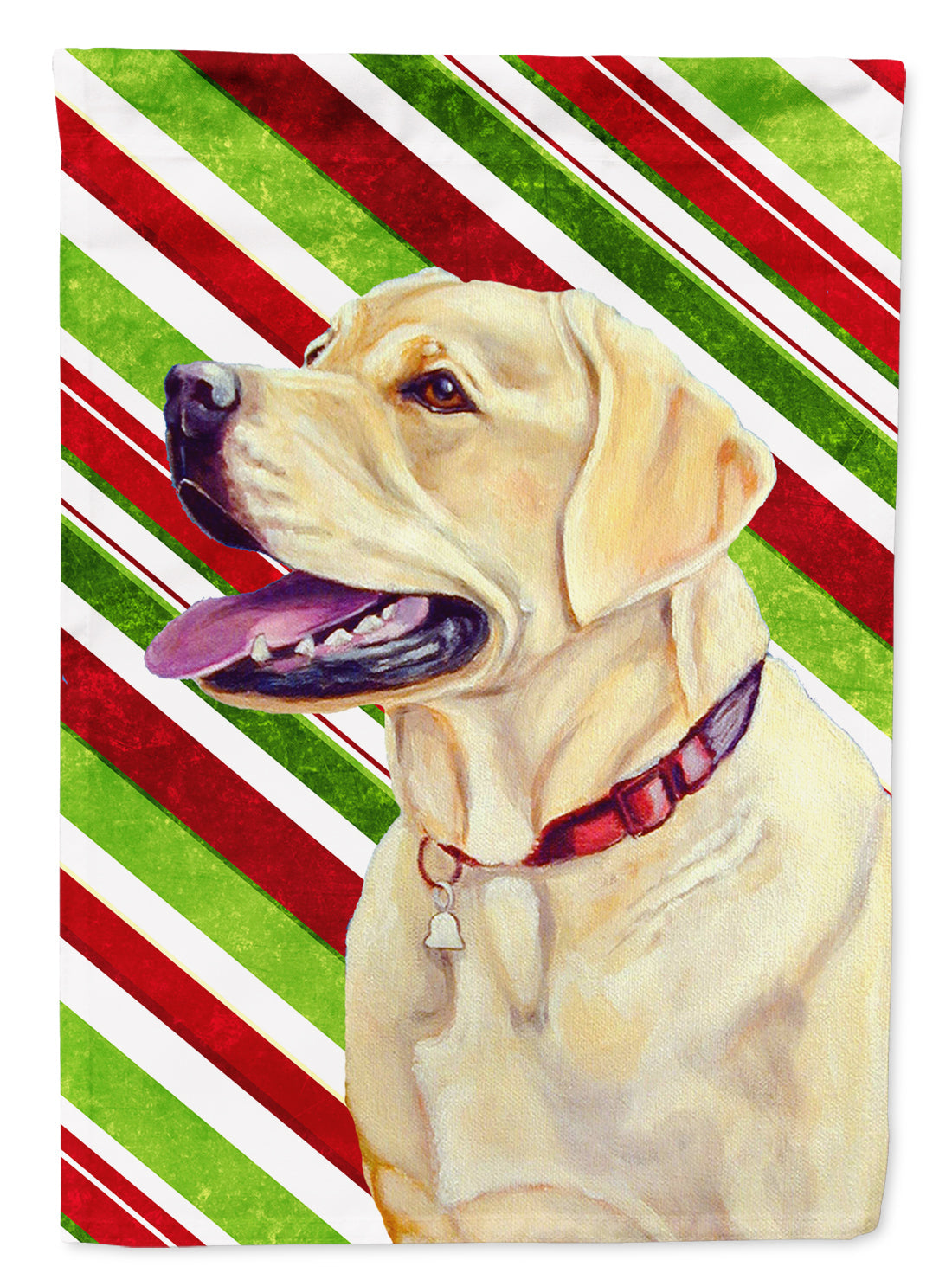 Labrador Candy Cane Holiday Christmas House Flag 28x40 Porch Sleeve Pole Decorative Outside Yard Banner Artwork Wall Hanging, Polyester