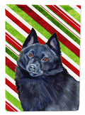 Schipperke Candy Cane Holiday Christmas House Flag 28x40 Porch Sleeve Pole Decorative Outside Yard Banner Artwork Wall Hanging, Polyester