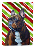 French Bulldog Candy Cane Holiday Christmas House Flag 28x40 Porch Sleeve Pole Decorative Outside Yard Banner Artwork Wall Hanging, Polyester