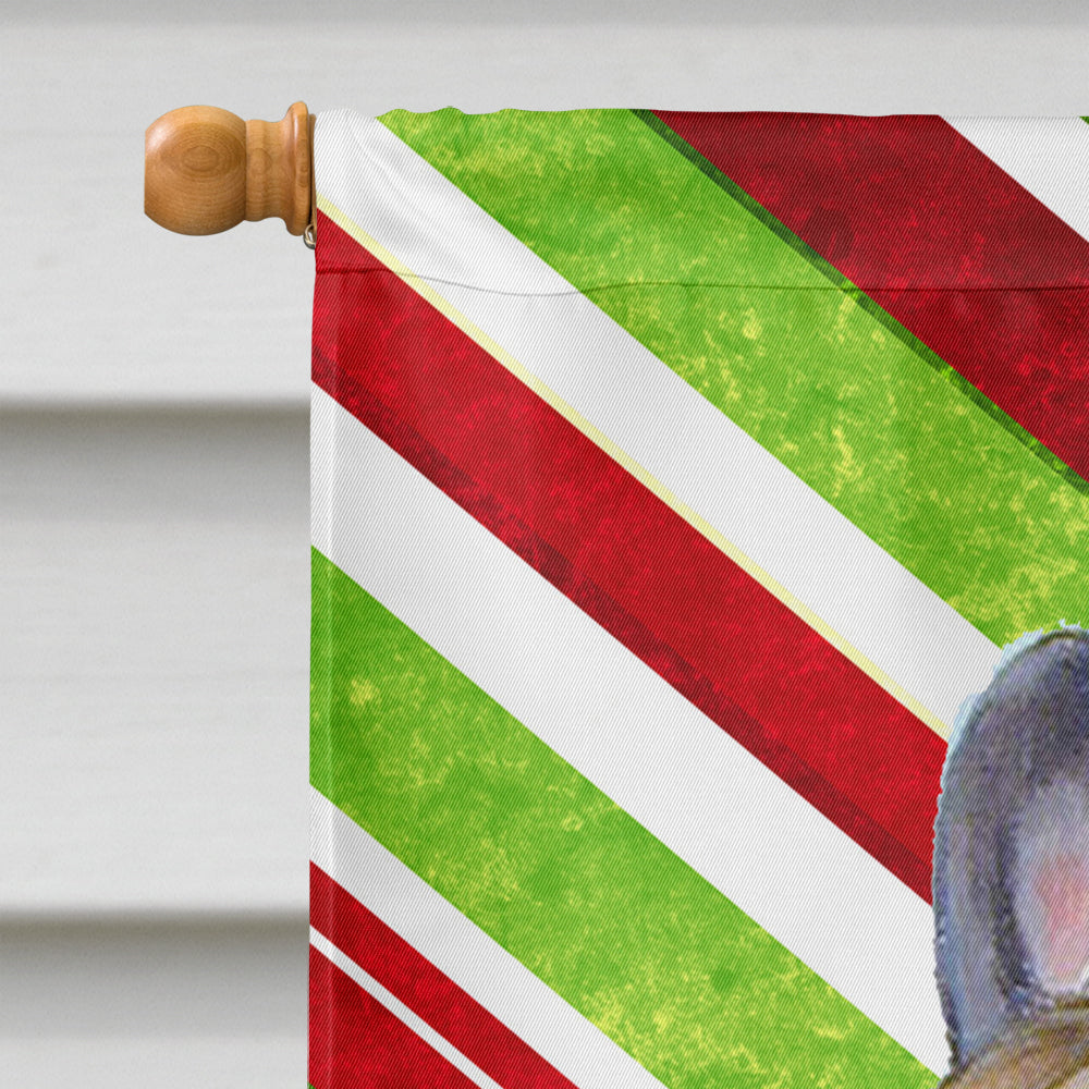 French Bulldog Candy Cane Holiday Christmas House Flag 28x40 Porch Sleeve Pole Decorative Outside Yard Banner Artwork Wall Hanging, Polyester