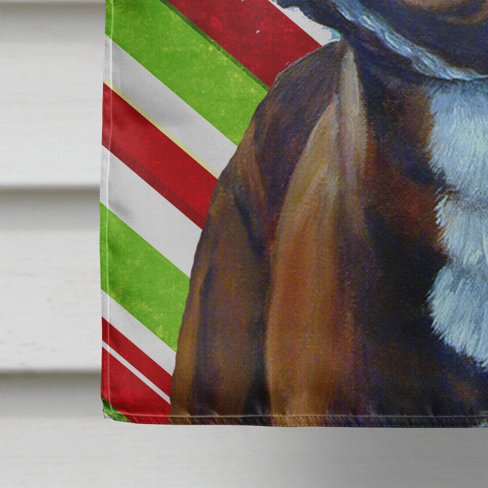 French Bulldog Candy Cane Holiday Christmas House Flag 28x40 Porch Sleeve Pole Decorative Outside Yard Banner Artwork Wall Hanging, Polyester