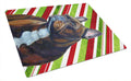 French Bulldog Candy Cane Holiday Christmas Cutting Board Tempered Glass Kitchen Cutting Surface, Heat Resistant Chopping, Non-Slip Feet, Food Prep & Serving