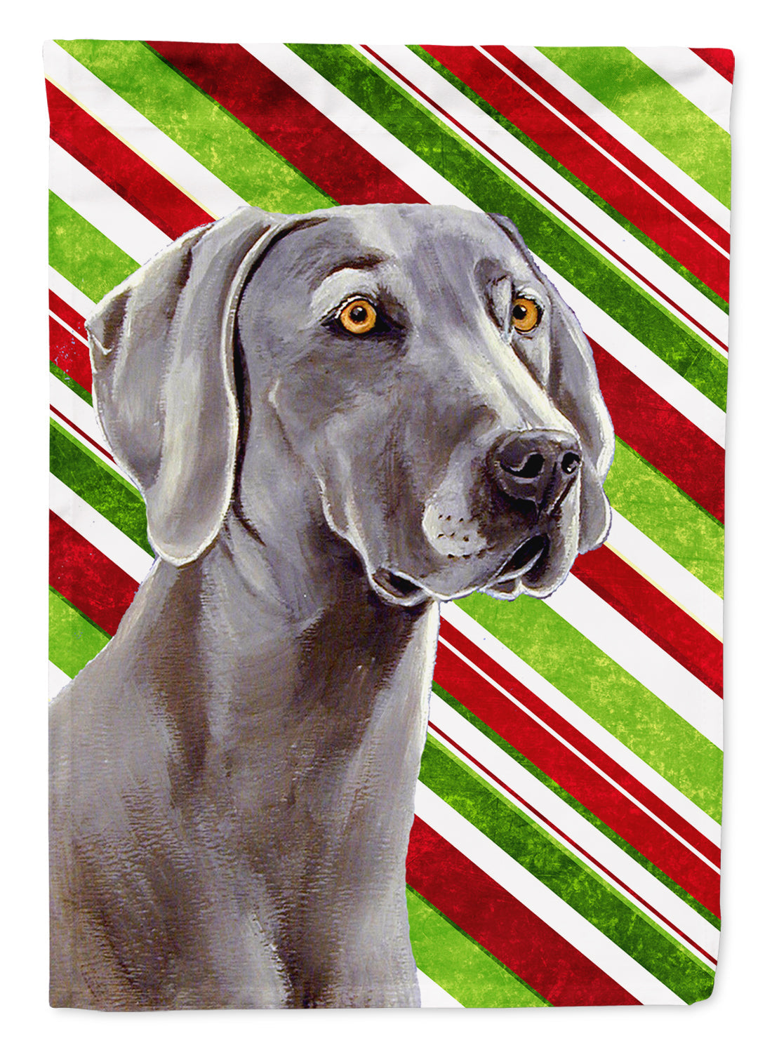 Weimaraner Candy Cane Holiday Christmas House Flag 28x40 Porch Sleeve Pole Decorative Outside Yard Banner Artwork Wall Hanging, Polyester