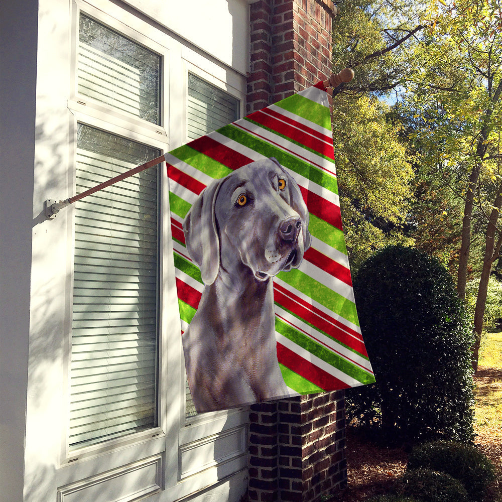 Weimaraner Candy Cane Holiday Christmas House Flag 28x40 Porch Sleeve Pole Decorative Outside Yard Banner Artwork Wall Hanging, Polyester