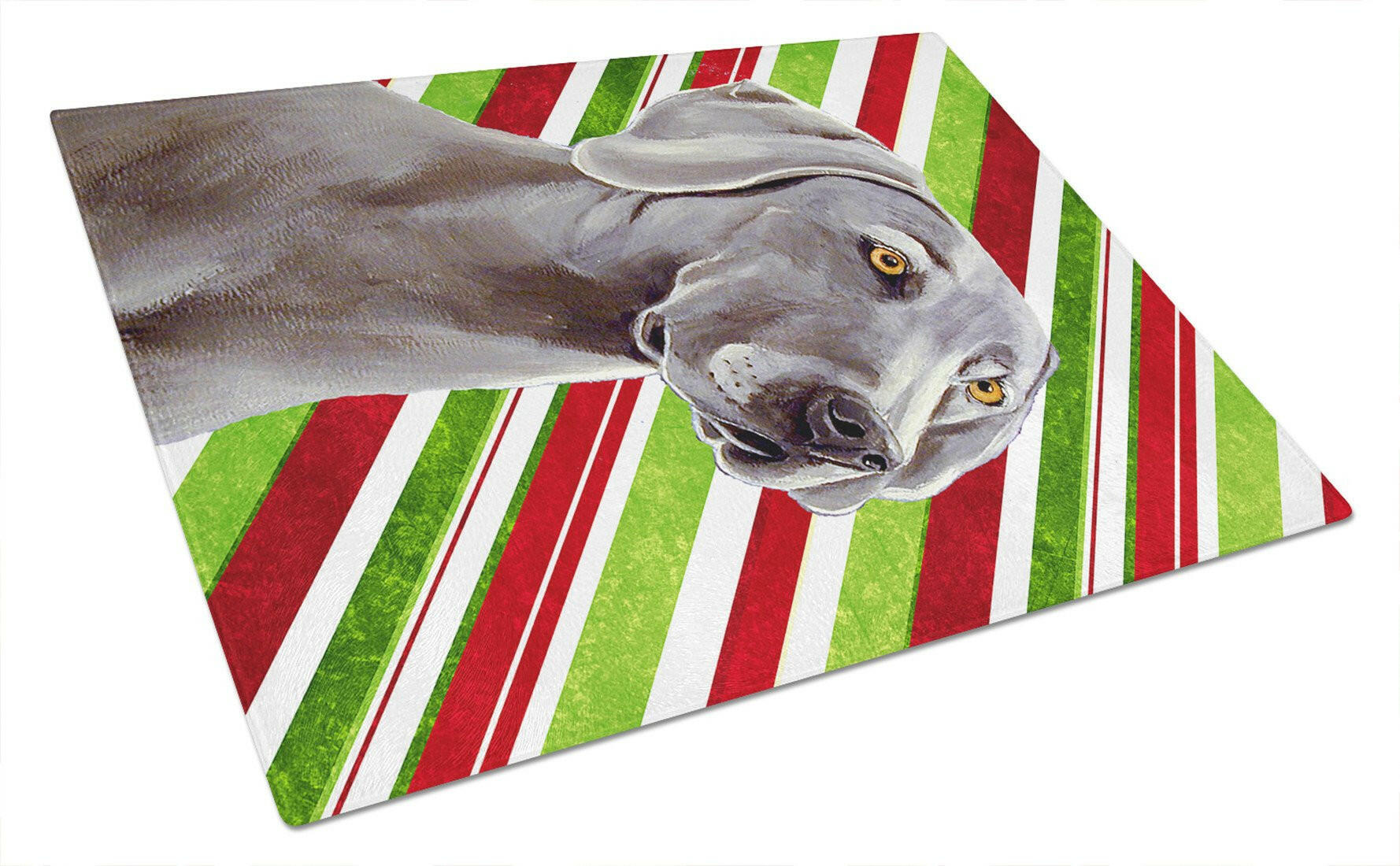 Weimaraner Candy Cane Holiday Christmas Cutting Board Tempered Glass Kitchen Cutting Surface, Heat Resistant Chopping, Non-Slip Feet, Food Prep & Serving