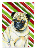 Pug Candy Cane Holiday Christmas House Flag 28x40 Porch Sleeve Pole Decorative Outside Yard Banner Artwork Wall Hanging, Polyester