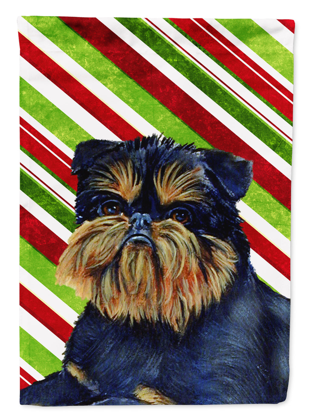 Brussels Griffon Candy Cane Holiday Christmas House Flag 28x40 Porch Sleeve Pole Decorative Outside Yard Banner Artwork Wall Hanging, Polyester