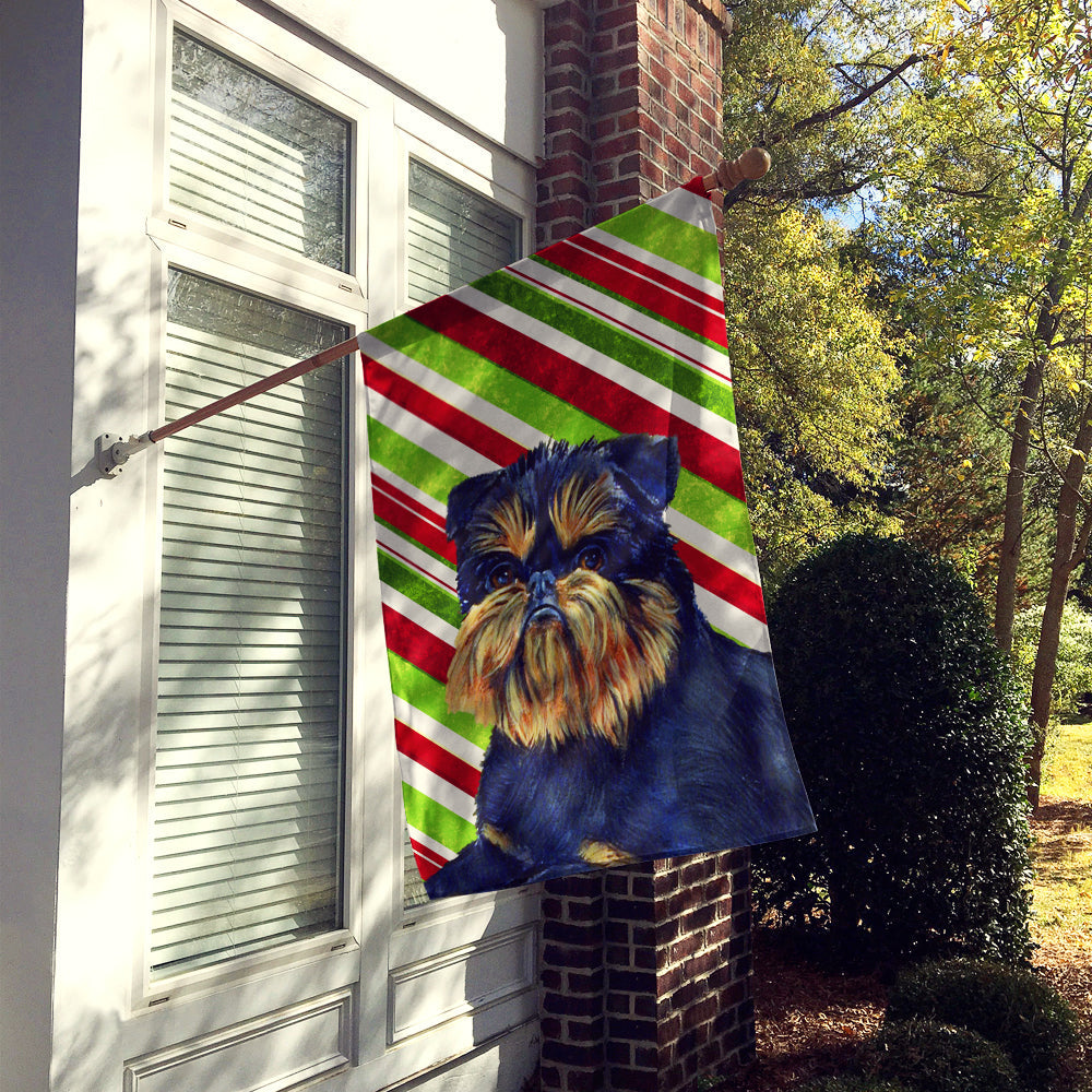 Brussels Griffon Candy Cane Holiday Christmas House Flag 28x40 Porch Sleeve Pole Decorative Outside Yard Banner Artwork Wall Hanging, Polyester