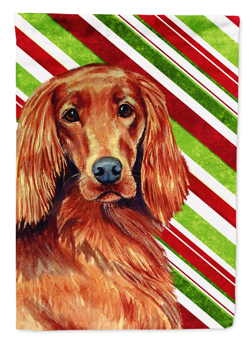 Irish Setter Candy Cane Holiday Christmas House Flag 28x40 Porch Sleeve Pole Decorative Outside Yard Banner Artwork Wall Hanging, Polyester